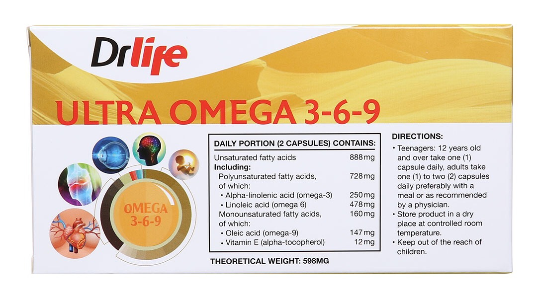 Drlife Ultra Omega 3-6-9 bổ mắt, bổ não, giảm mỡ máu hộp 60 viên